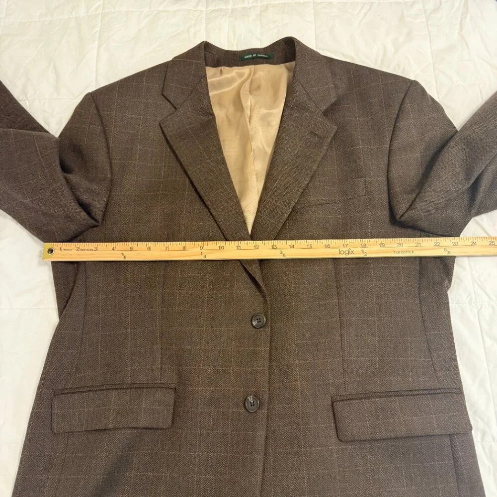 Lauren Ralph Lauren Men 43R Brown Plaid Blazer Sport Coat 100% Lambs Wool Jacket